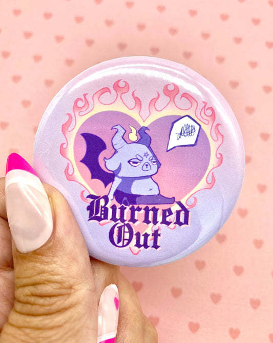 Burned Out Baphomet Button Pin