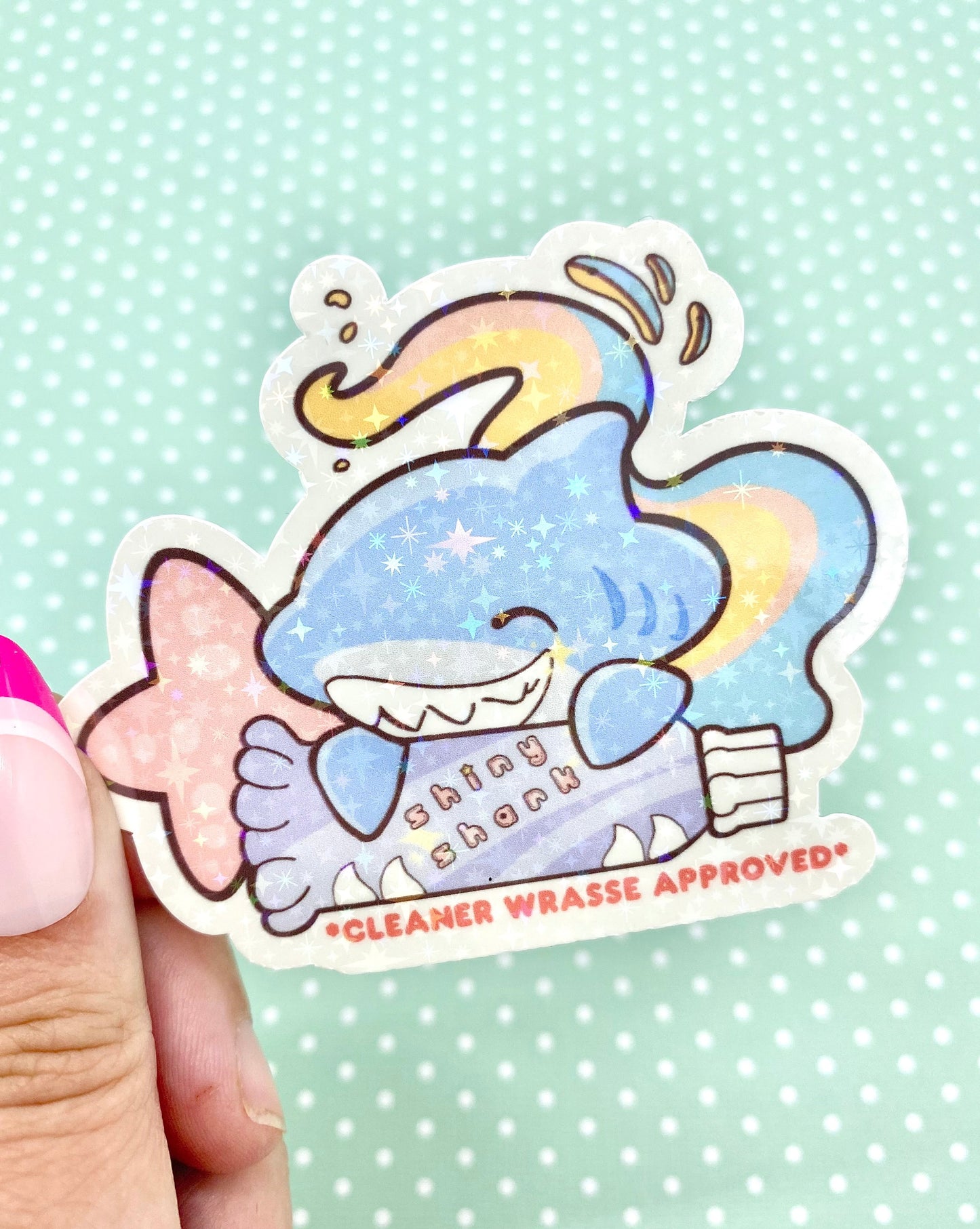 Shiny Shark holographic vinyl sticker