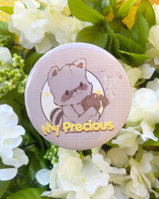 My Precious Racoon Button Pin