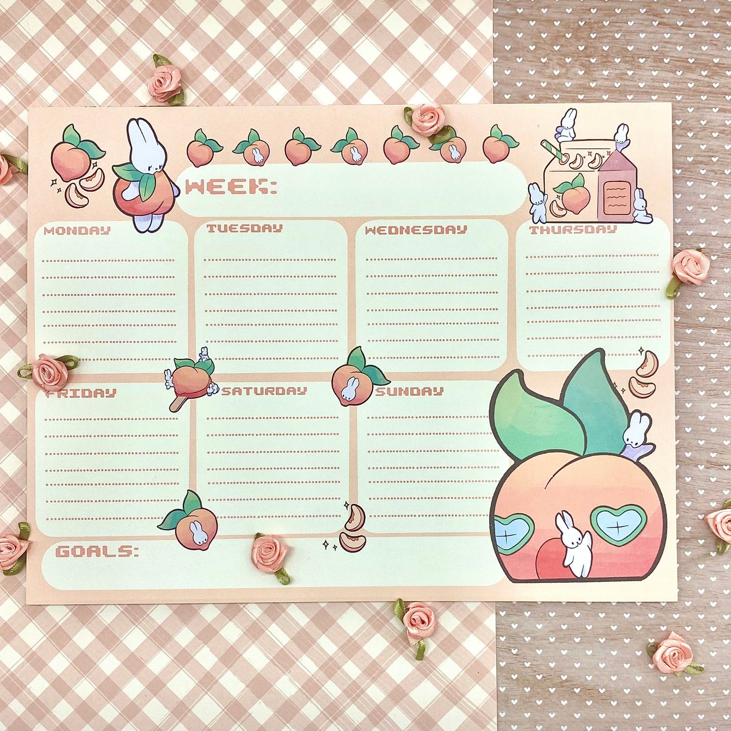 Peaches and Bunnies Weekly Planner