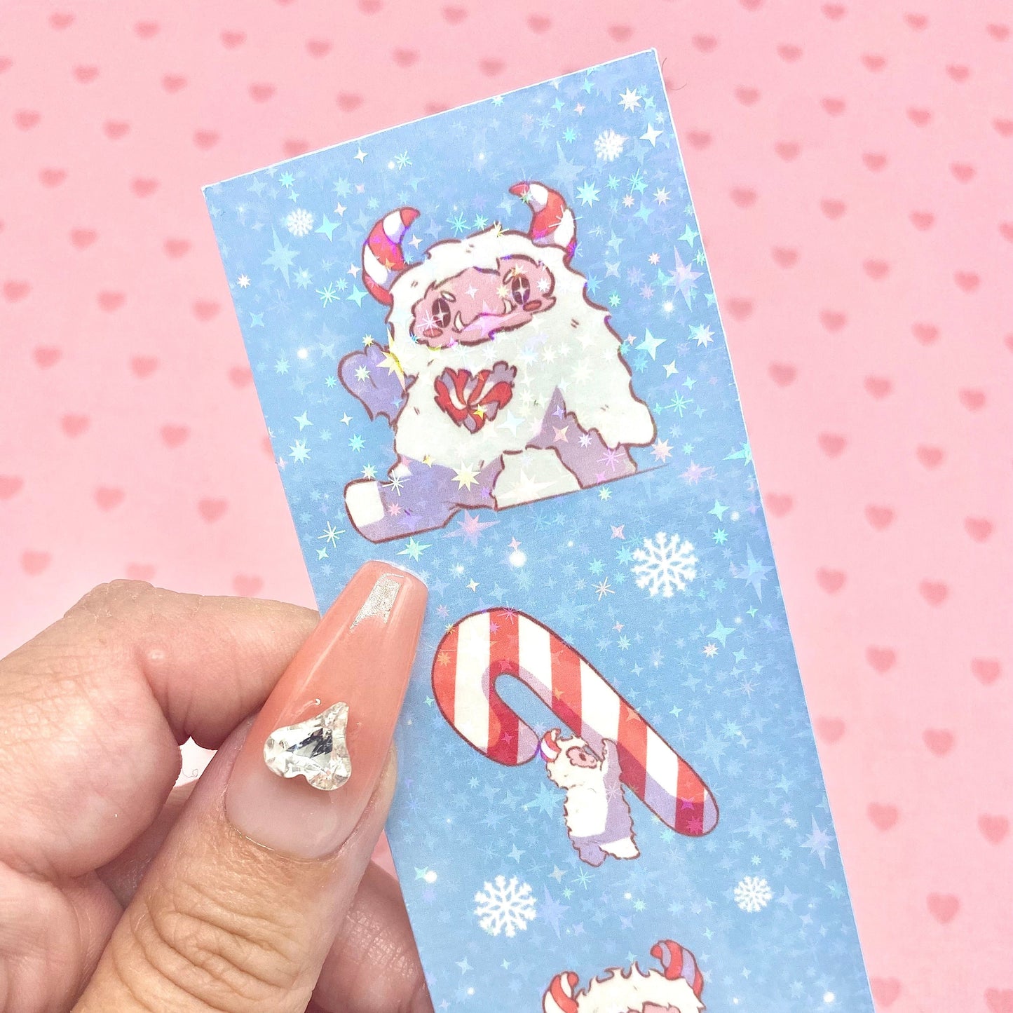 Peppermint Yetis Holographic Bookmark