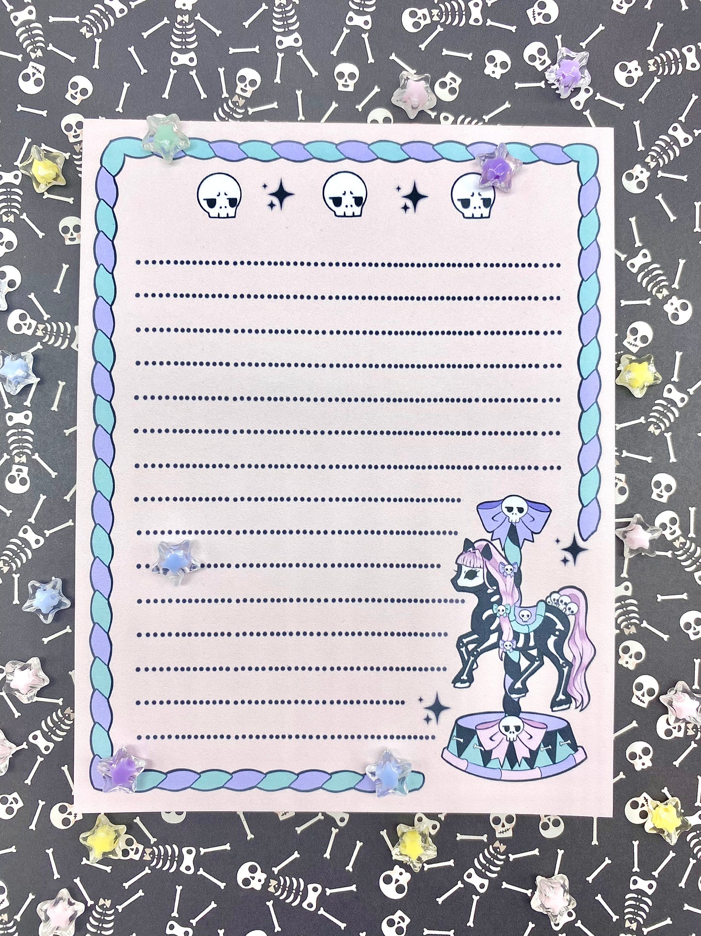 Goth Carousel Skull Large Notepad