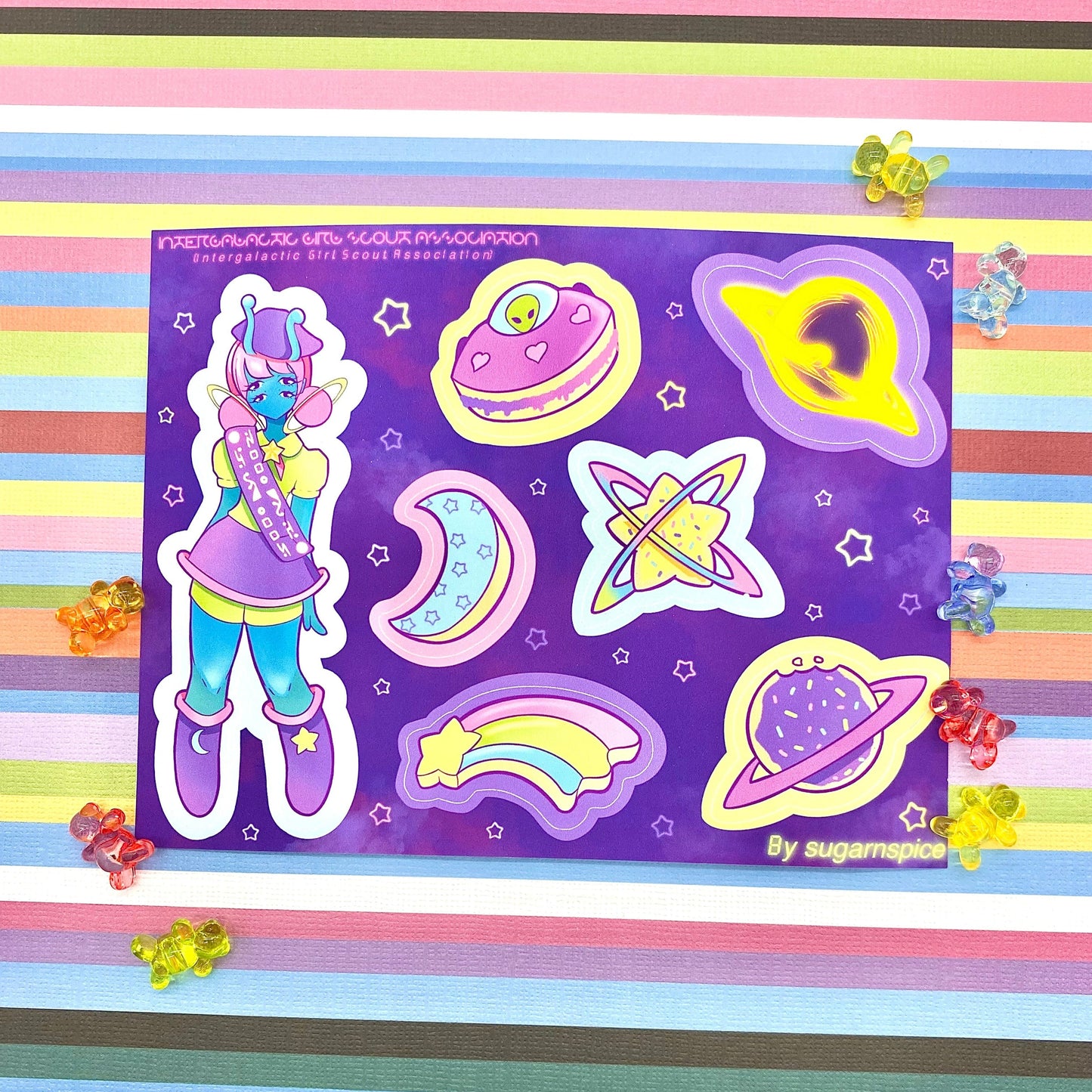 Alien Girl Scout Sticker Sheet