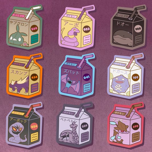 Poison Type Juice Boxes vinyl sticker set