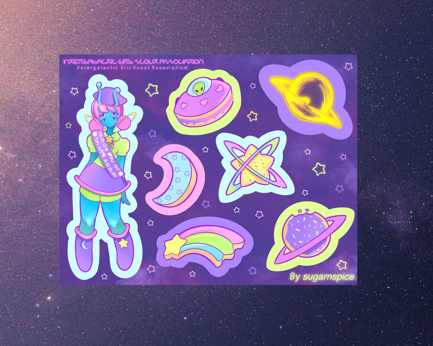 Alien Girl Scout Sticker Sheet