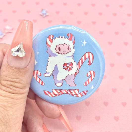 Peppermint Yetis Button Pin