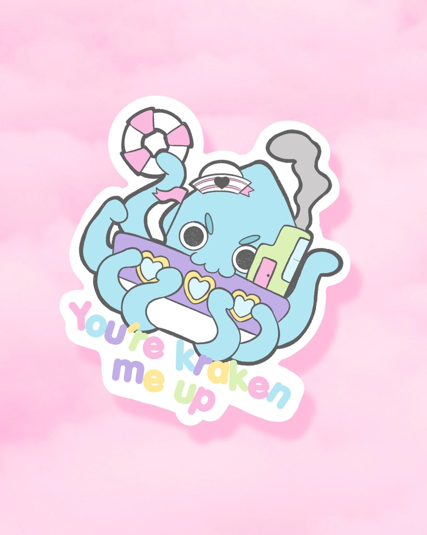 You're Kraken me up holographic vinyl sticker