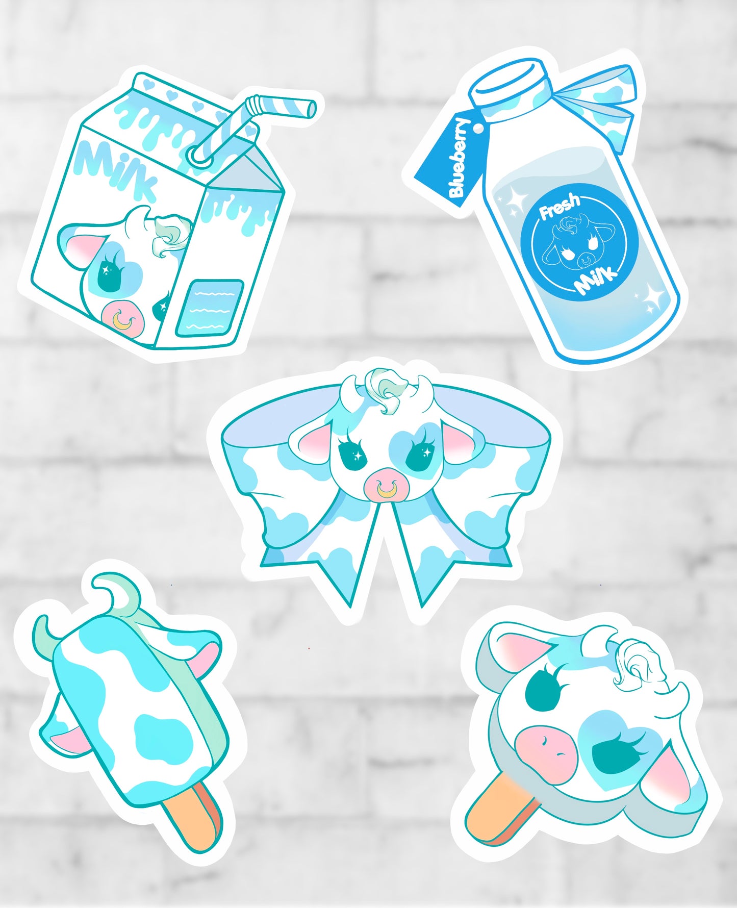 Moolisa vinyl sticker set of 5 laptop/decals available in 7 colors