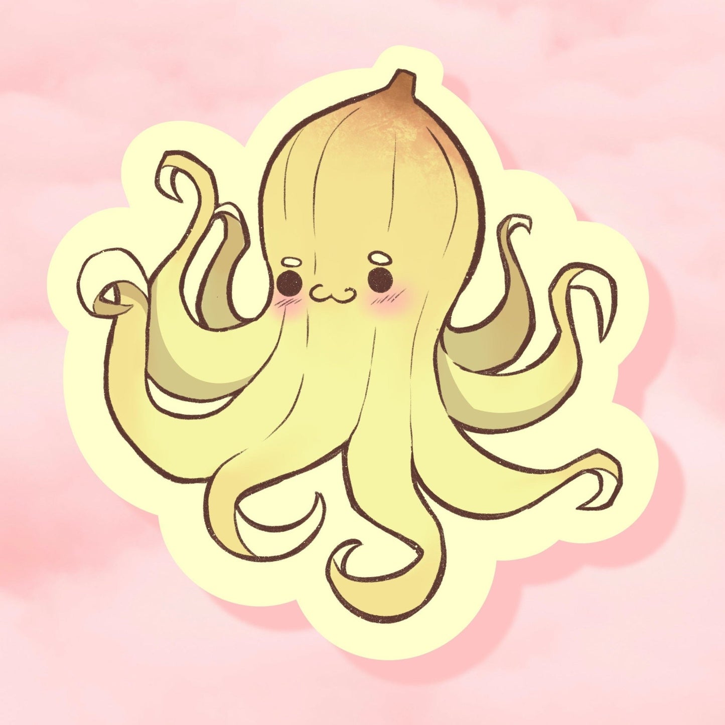 Banana Octopus holographic vinyl sticker