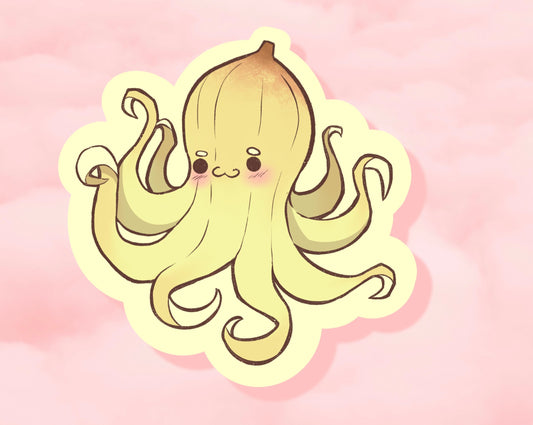 Banana Octopus holographic vinyl sticker