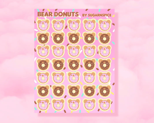 Bear Donuts planner Sticker Sheet