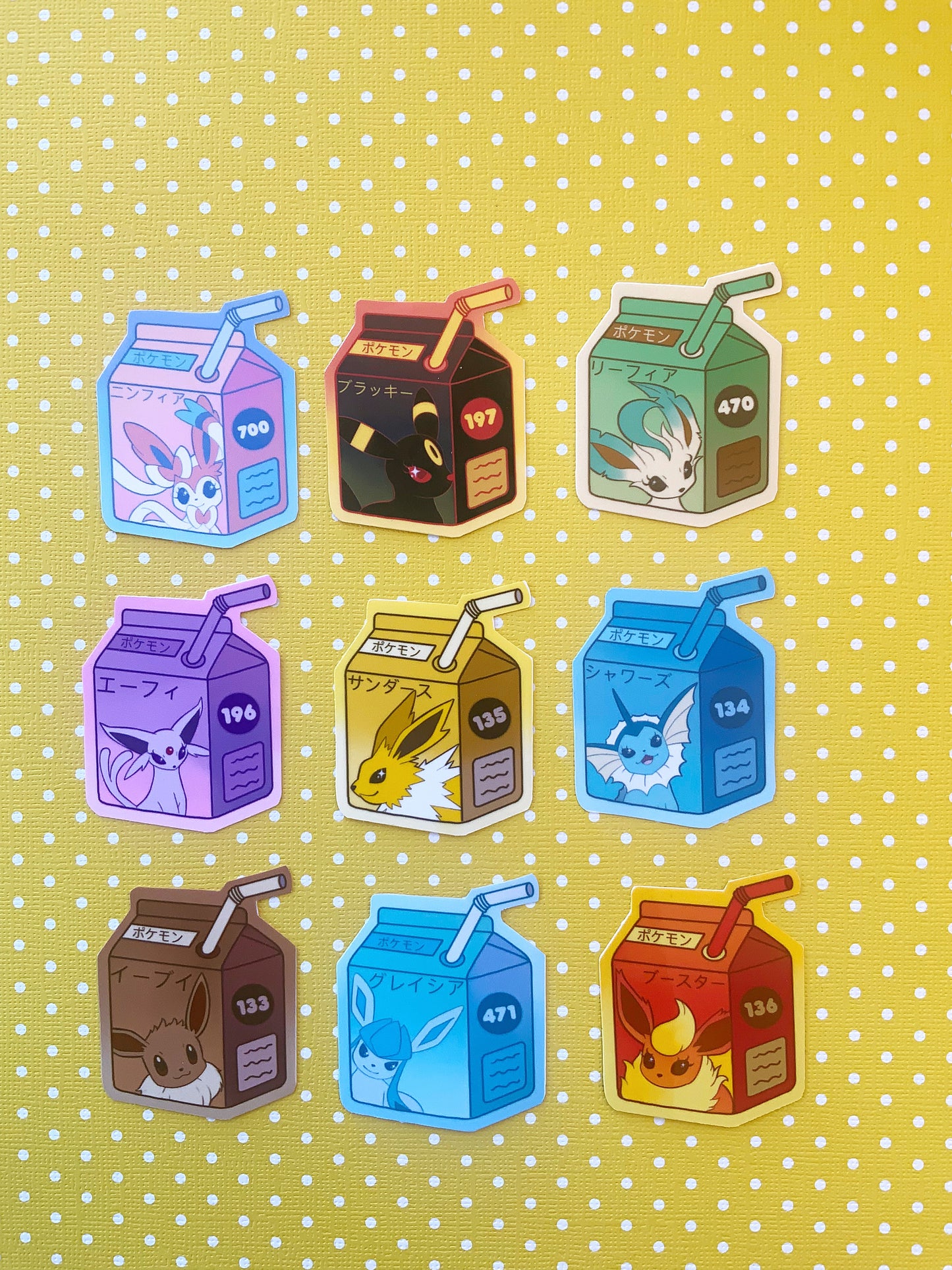 Eevee Juice Boxes vinyl stickers (set of 9)