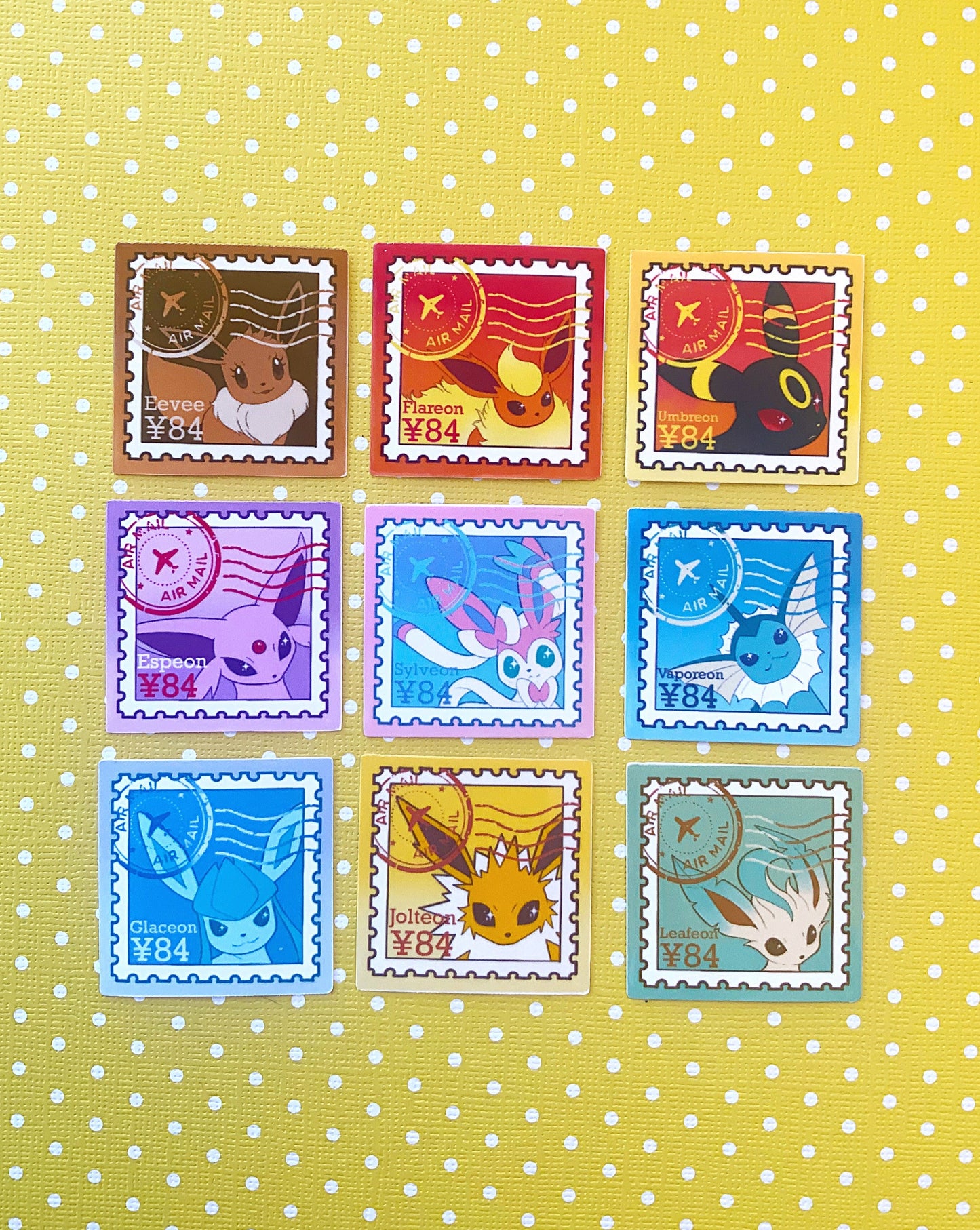 Eeveelutions Stamps (mockups) vinyl  sticker (pack of 9)