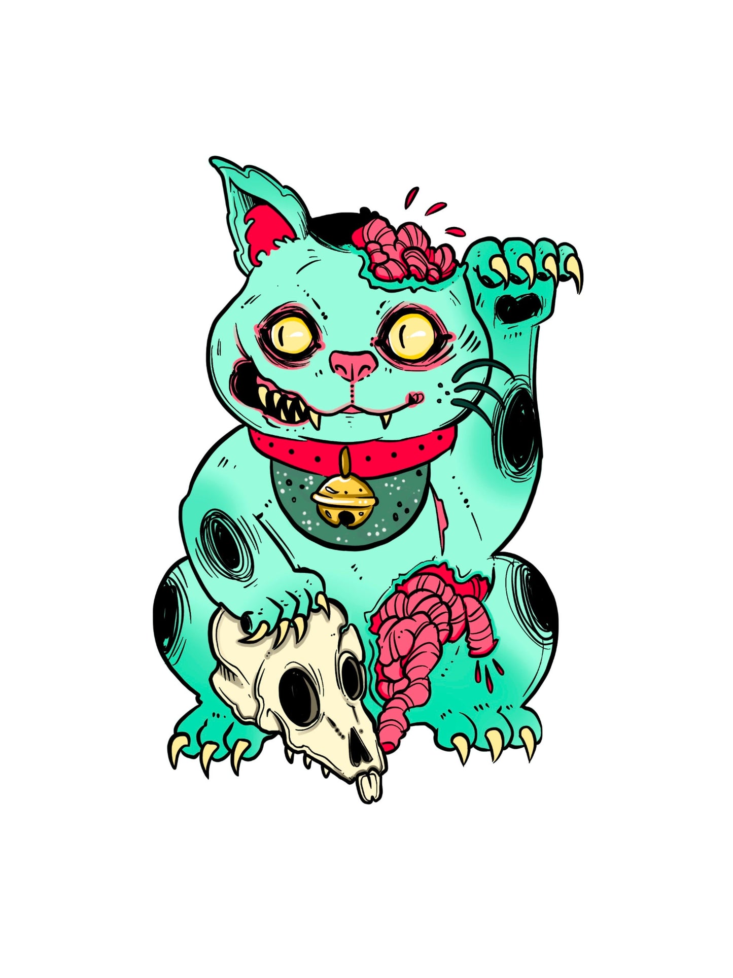 Zombie kitty Monster Cat vinyl sticker