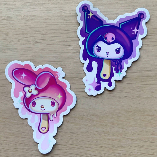 My melody and kuromi  kawaii ice cream cone magnets (set of 2)