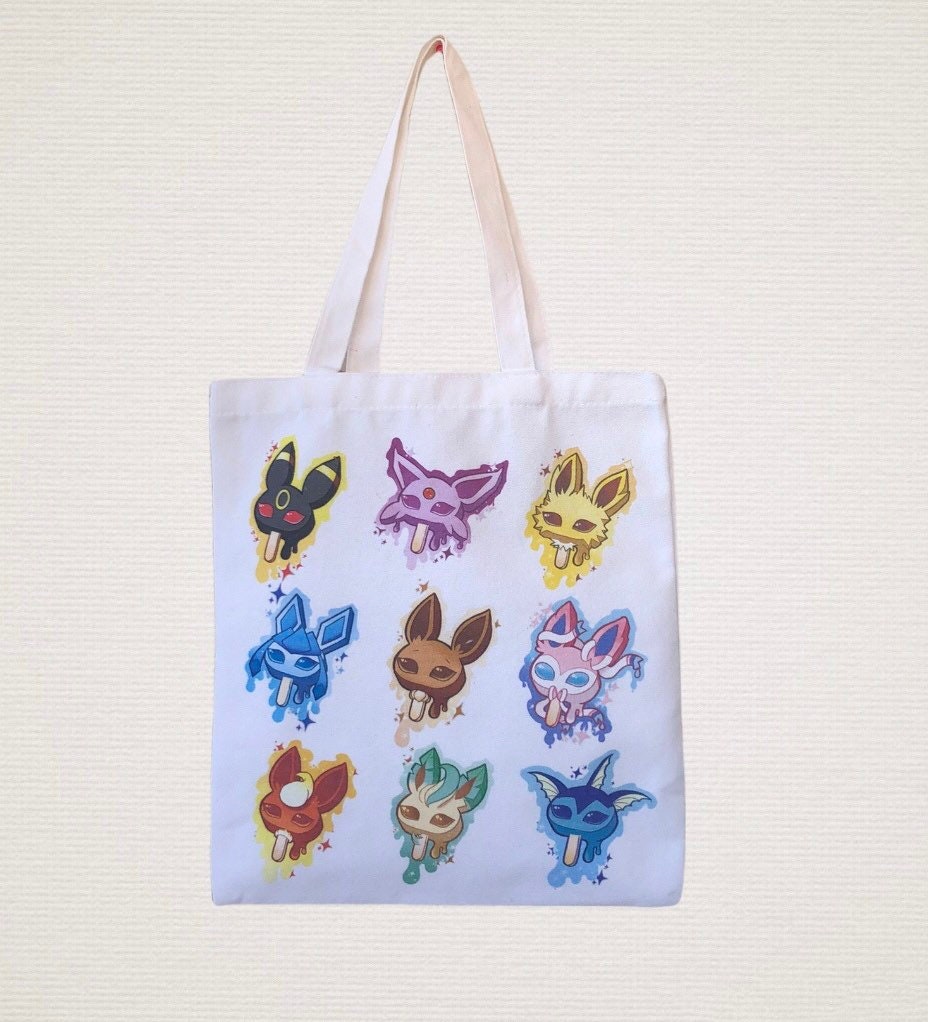 Pokémon eeveelutions ice cream tote cotton canvas bag