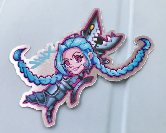 Arcane Jinx & fishbones metallic vinyl sticker