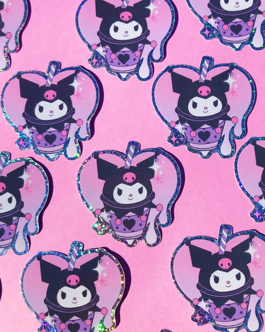 Kuromi Frappuccino inspired glittery vinyl sticker