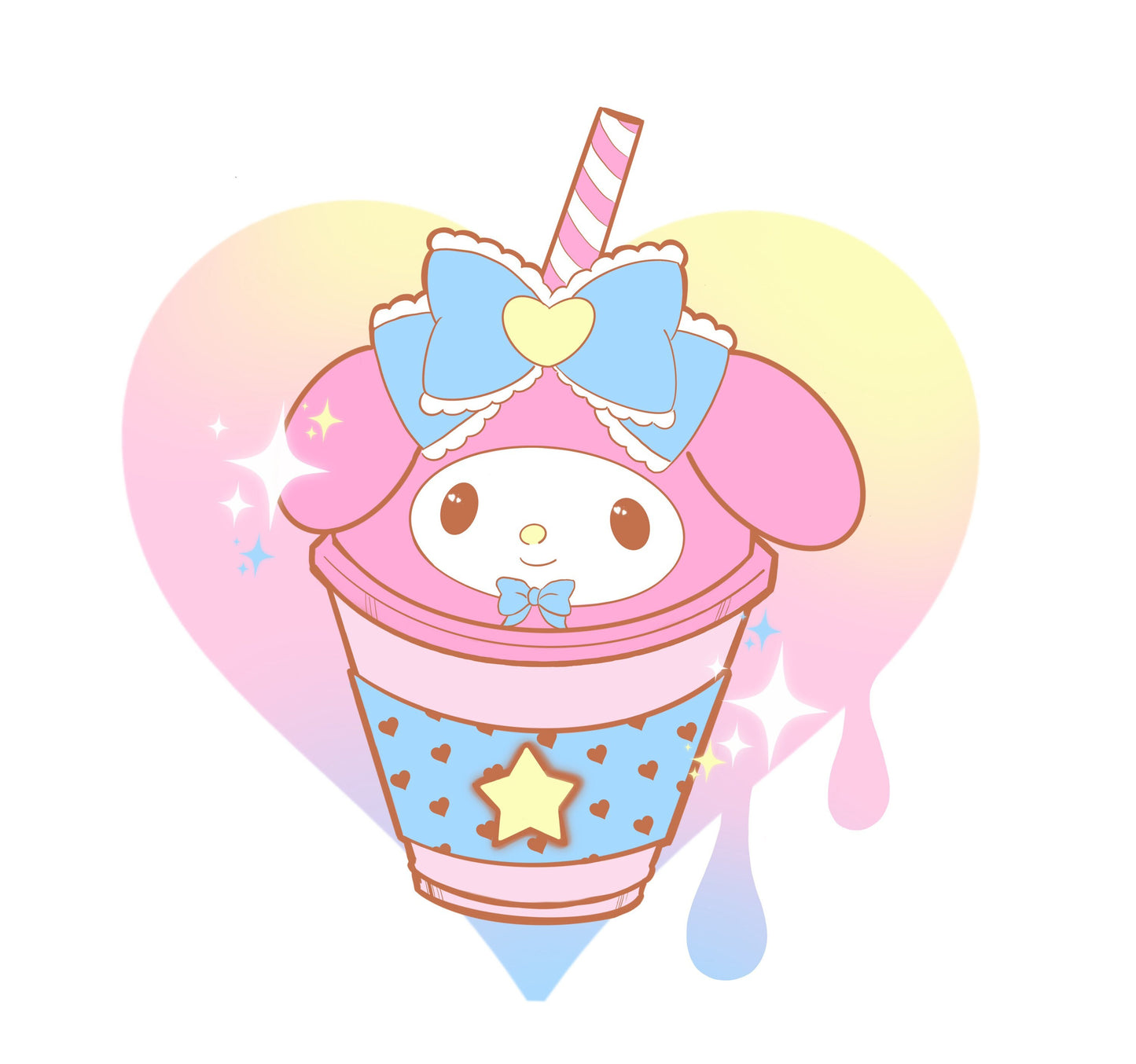 My melody and kuromi Frappuccino (set of 2) glittery vinyl stickers