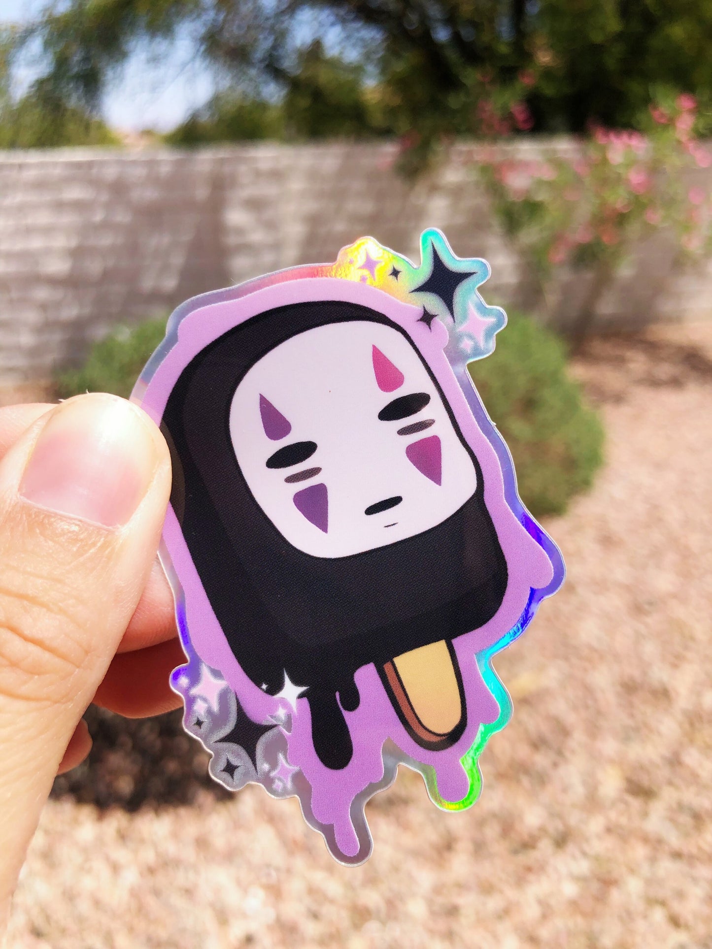 Spirited away no face spirit ice cream pop holographic vinyl sticker