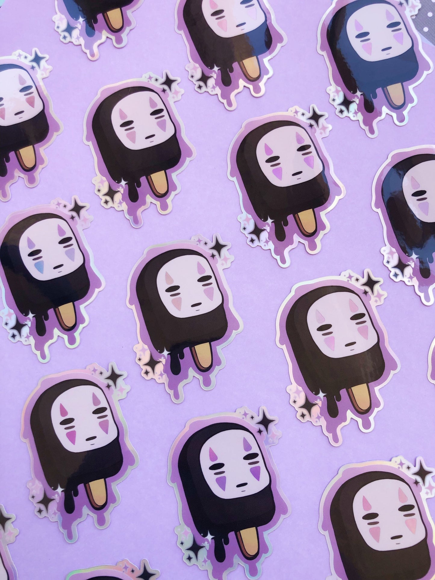 Spirited away no face spirit ice cream pop holographic vinyl sticker