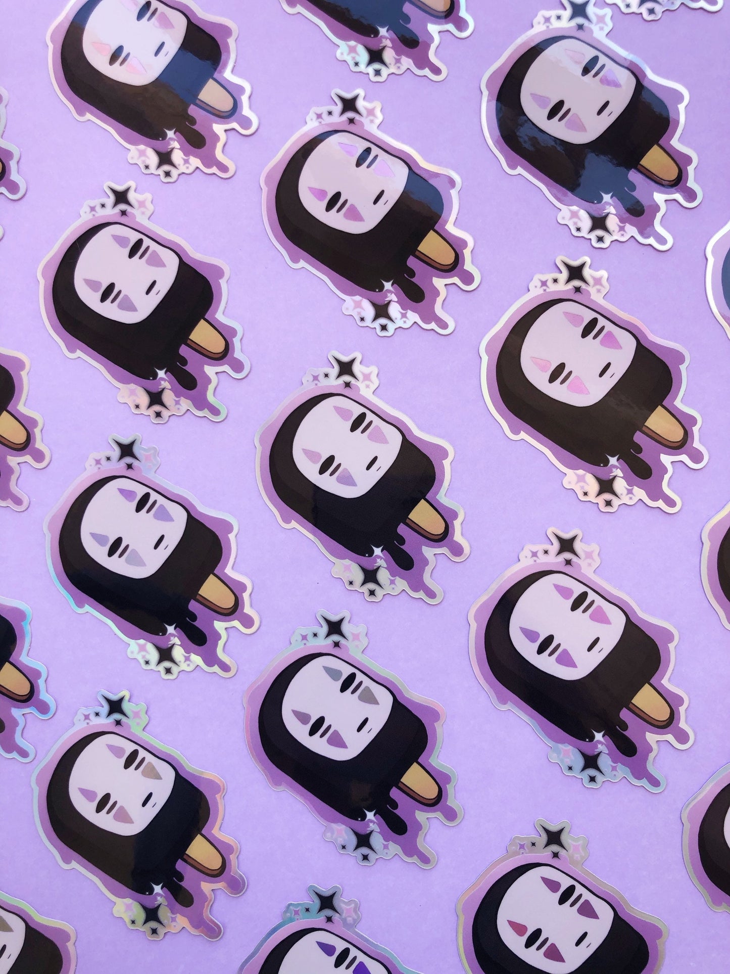 Spirited away no face spirit ice cream pop holographic vinyl sticker