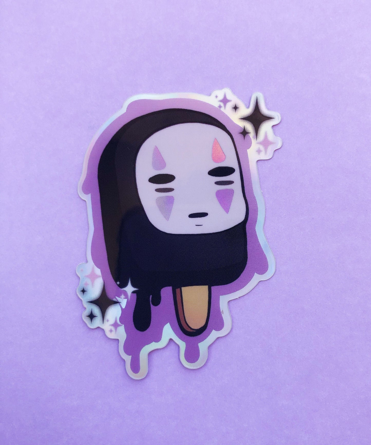 Spirited away no face spirit ice cream pop holographic vinyl sticker