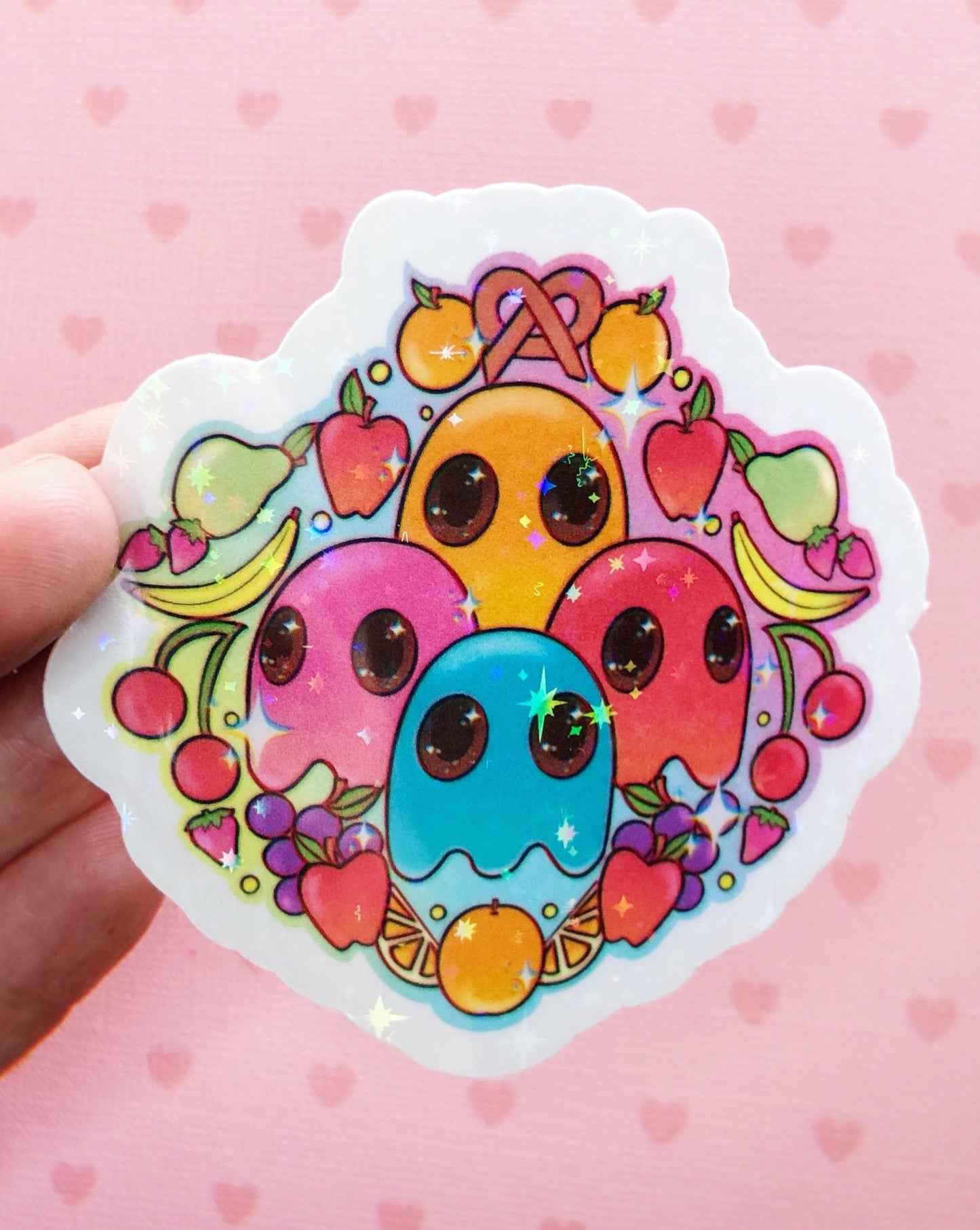 Pacman ghosts holographic vinyl sticker