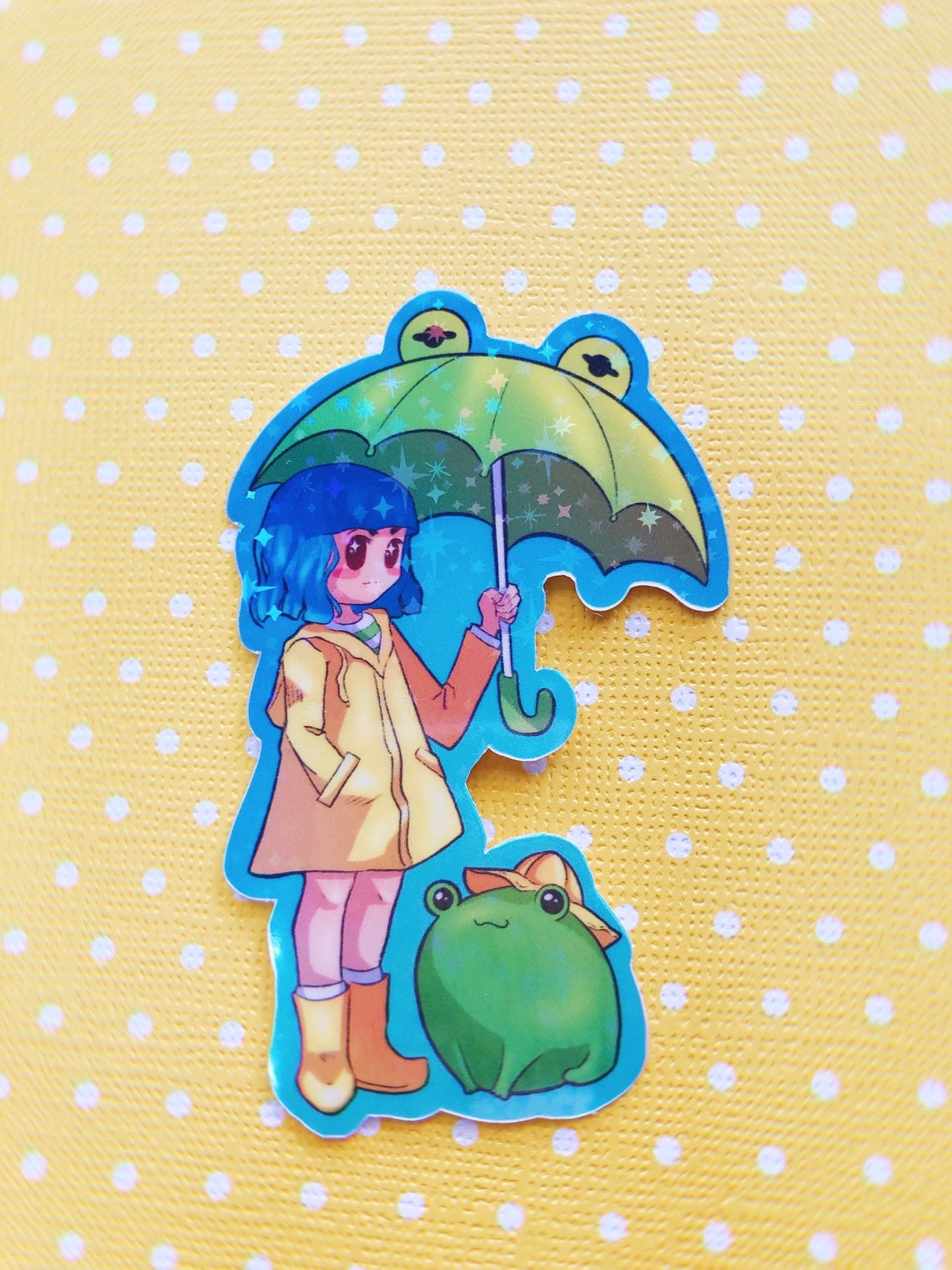 Froggy friends holographic vinyl sticker