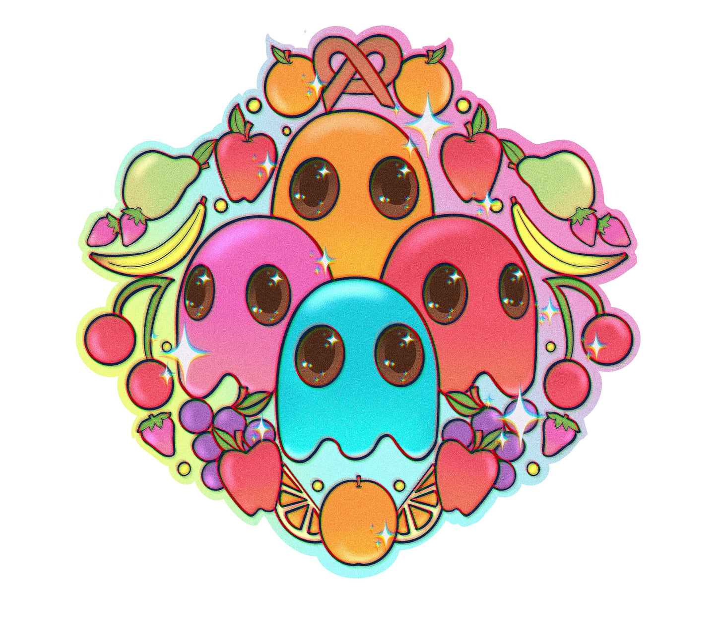 Pacman ghosts holographic vinyl sticker