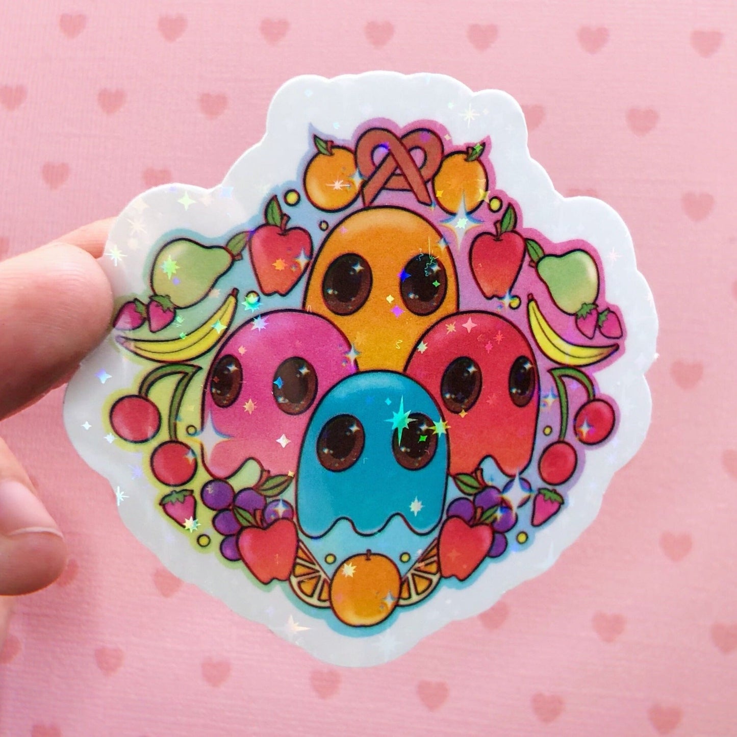 Pacman ghosts holographic vinyl sticker