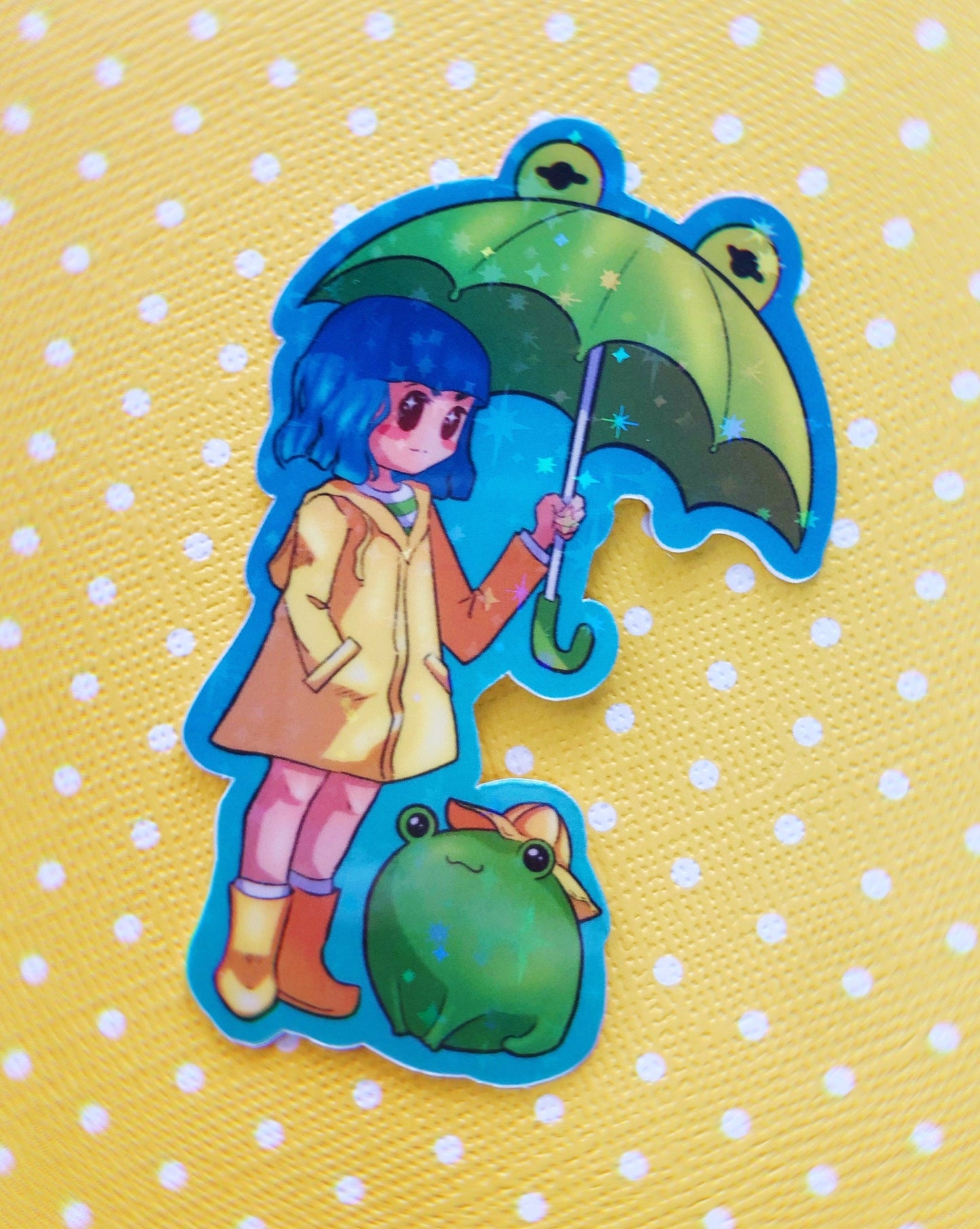 Froggy friends holographic vinyl sticker