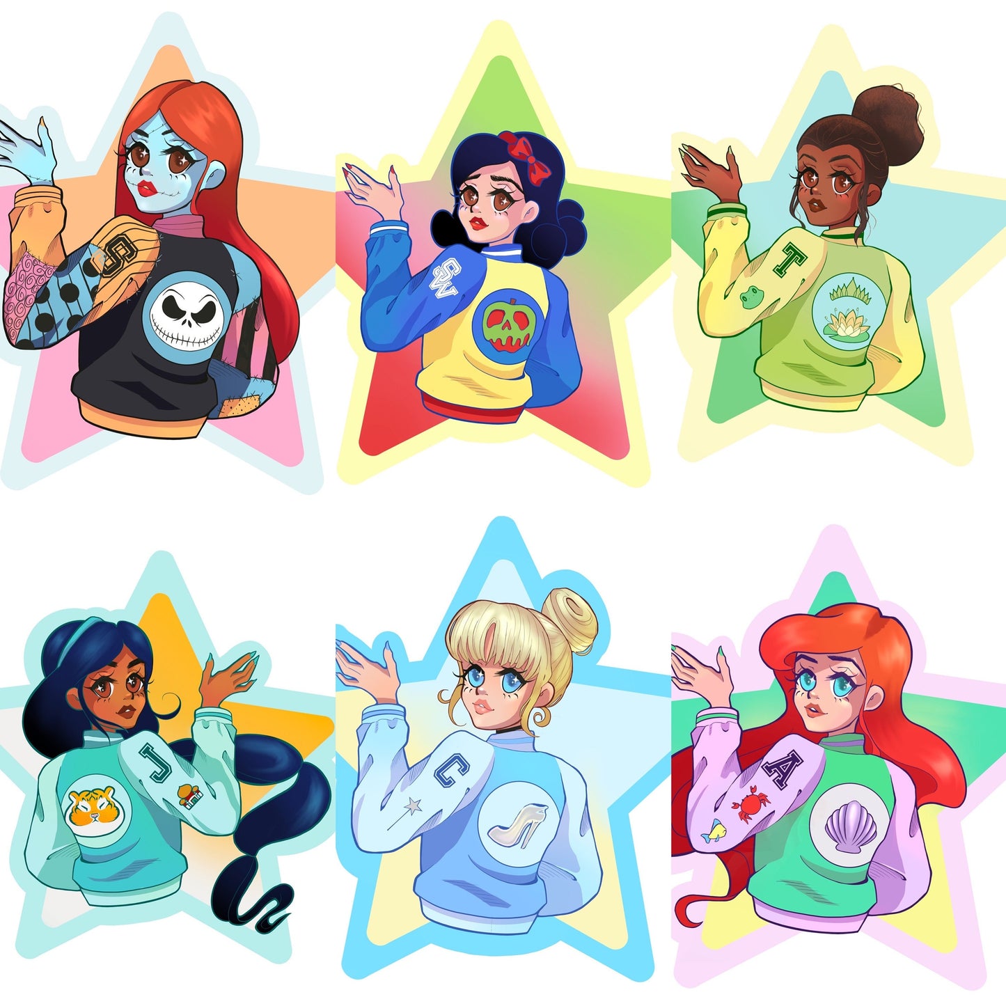 Varsity Princesses Holographic vinyl stickers