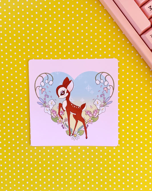 Spring Deery friend Art square mini print (2 sizes available)