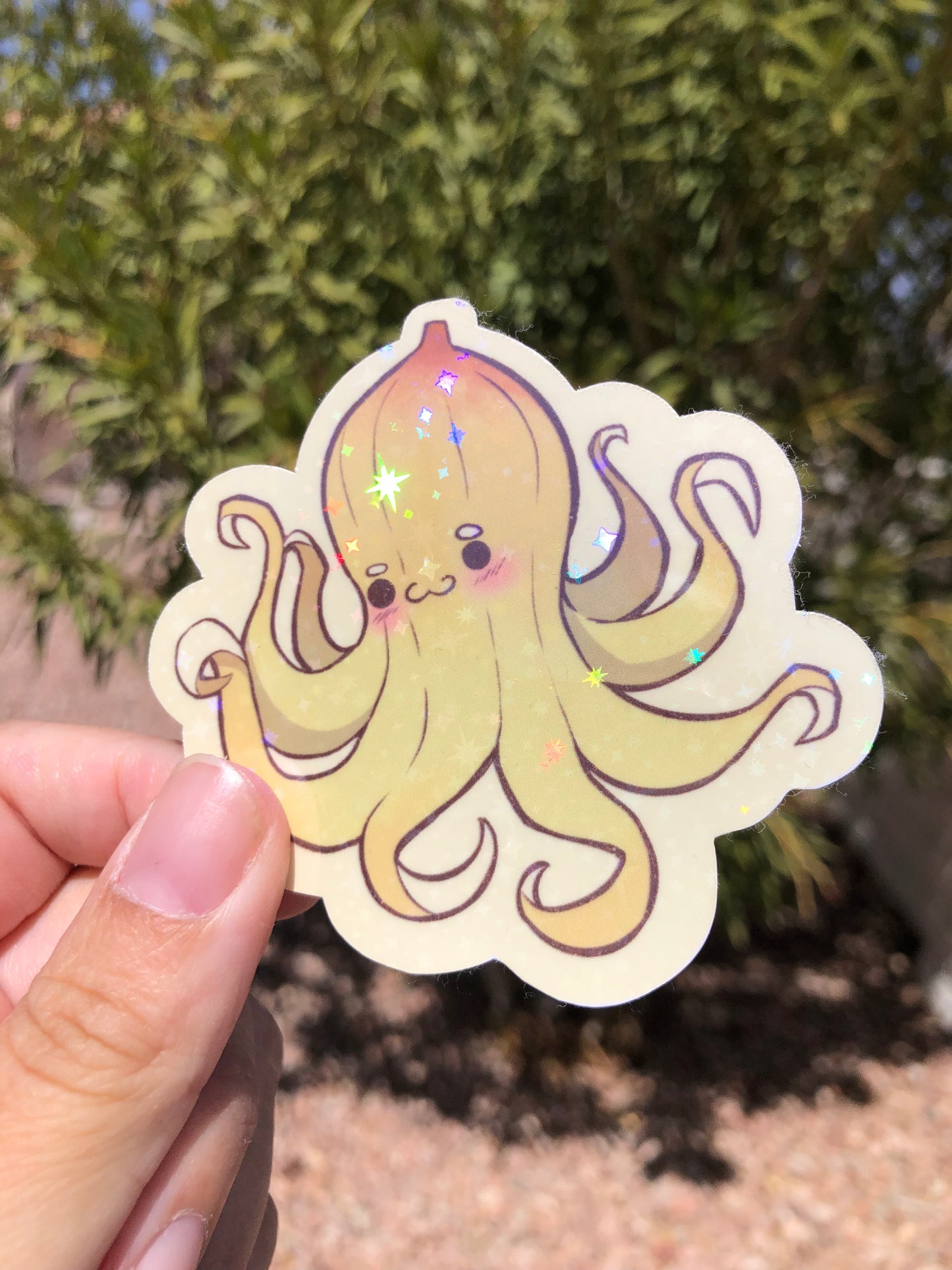 Banana Octopus holographic vinyl sticker