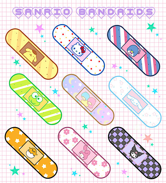 Sanrio Bandaids vinyl sticker pack set of 9