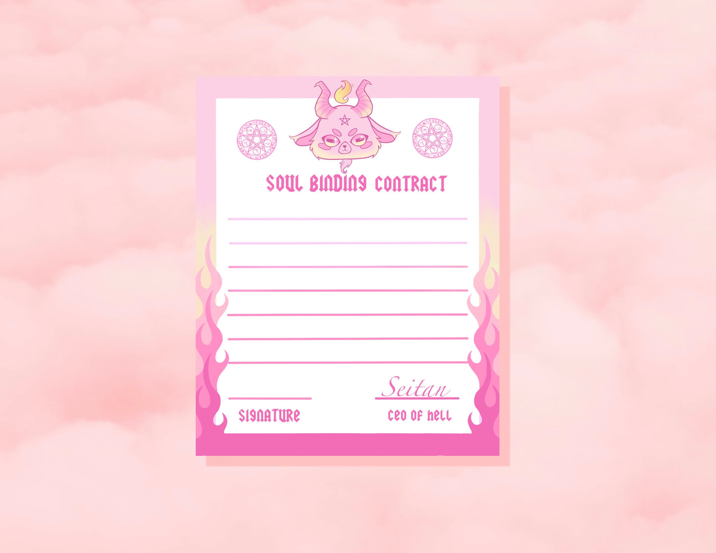 Baphomet Soul Binding Contract Notepad